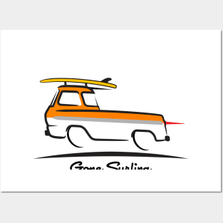 1961 Ford Econoline Pickup Truck Gone Surfing Posters and Art